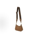 PRADA Metal engraved logo detachable and adjustable woven strap shoulder strap crossbody single-shoulder bag, regular women\'s style, brown